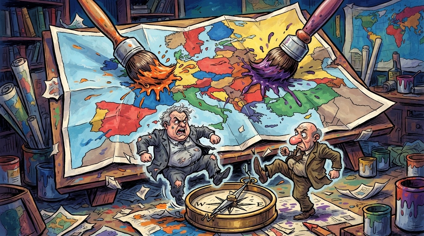 Harta e Shqiperise me ngjyra te ndezura, stil karikature pa tekst
